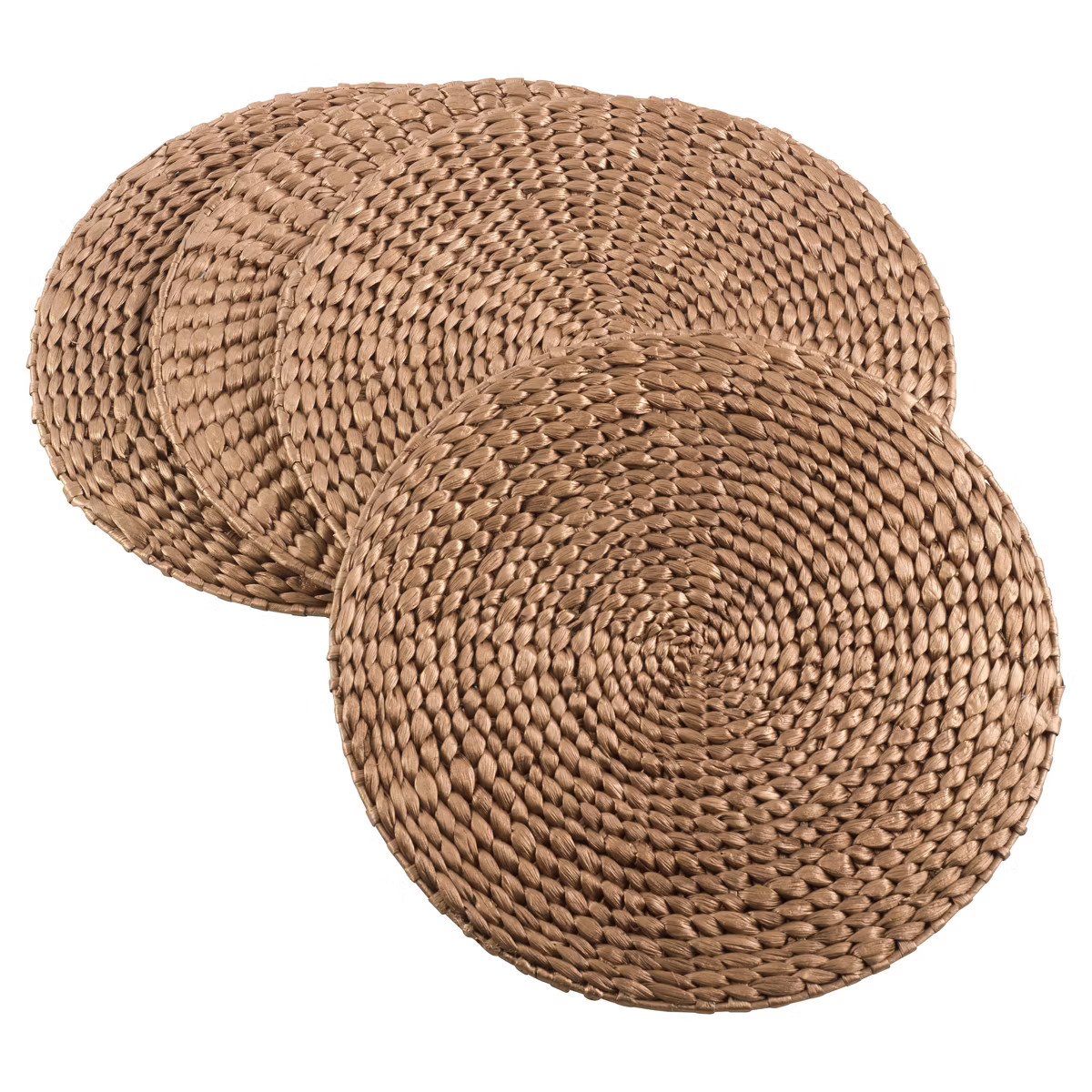 4pk 15" Hyacinth Hand Woven Round Placemat Gold - Saro Lifestyle | Target