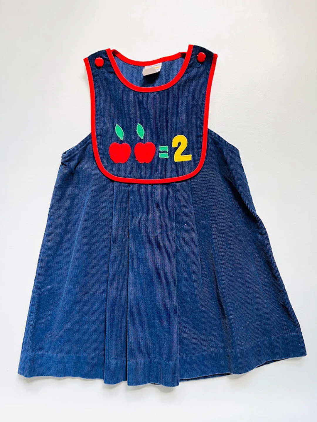 Vintage 80s Girls Navy Blue Corduroy School Jumper Dress With - Etsy | Etsy (US)