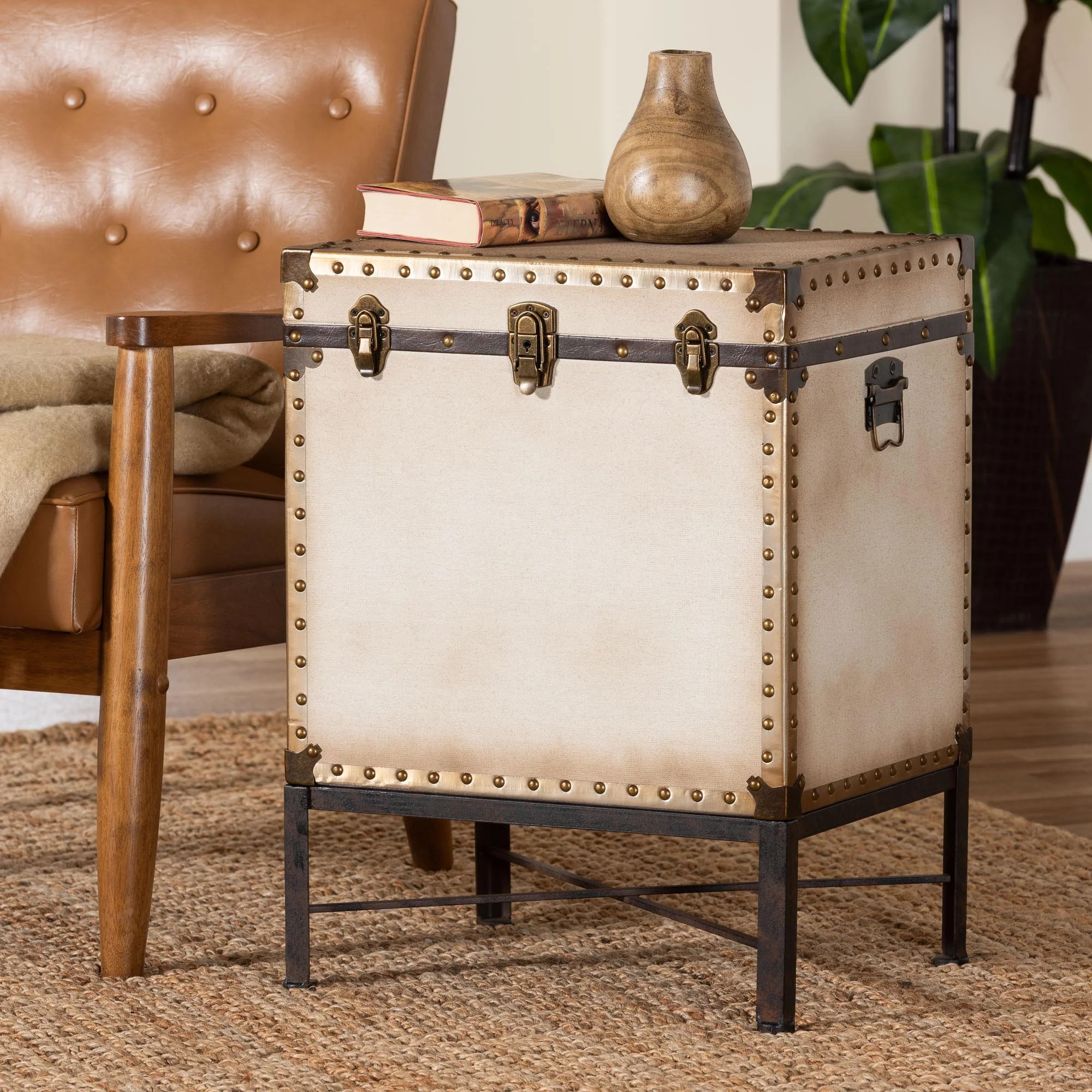 Baxton Studio Laura Vintage Trunk, Bronze | Walmart (US)