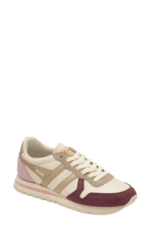 Gola Classics Daytona Quadrant Sneaker in White/White/Gold/Pink at Nordstrom, Size 8.5 | Nordstrom