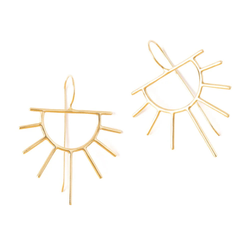 Gretchen Half Sun Threader Earrings Brass | INK+ALLOY