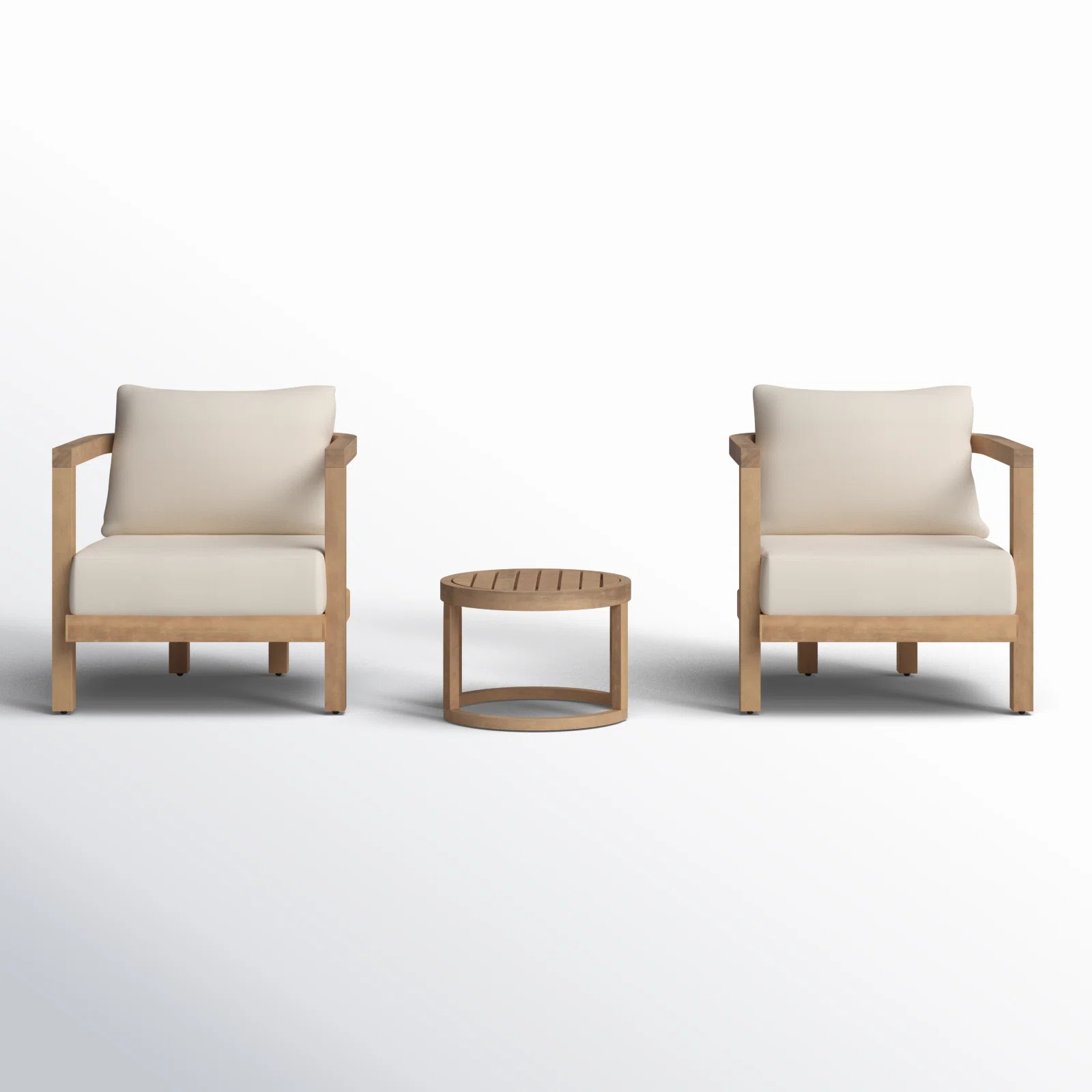 Joss & Main Bryah Outdoor Outdoor Acacia Wood 3 Piece Chat Set With Cushions & Reviews | Wayfair | Wayfair North America