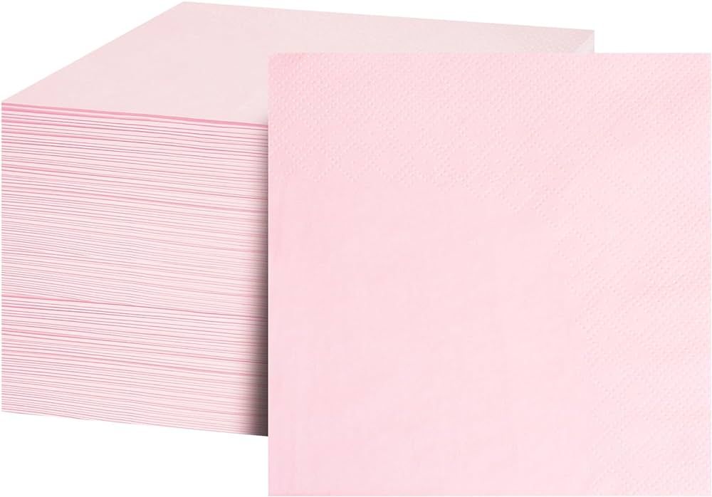 FLOWERCAT 100-Count 2-Ply Pink Cocktail Napkins - Pink Beverage Napkins Disposable Premium Qualit... | Amazon (US)