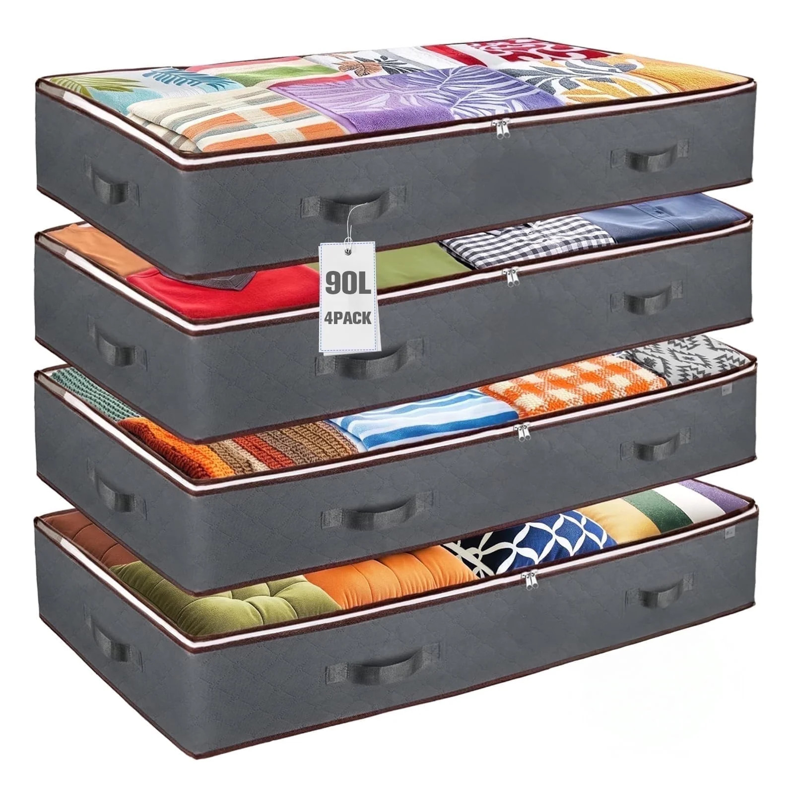 Torio 4 Pack 90L Underbed and Closet Storage Bags, Foldable Large Capacity Moisture-Resistant Org... | Walmart (US)