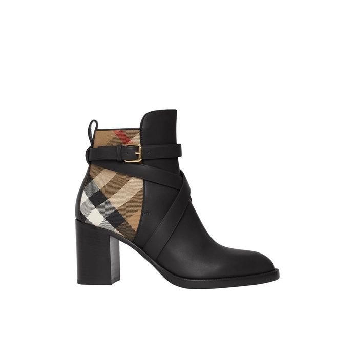 Burberry House Check And Leather Ankle Boots | Harvey Nichols (Global)