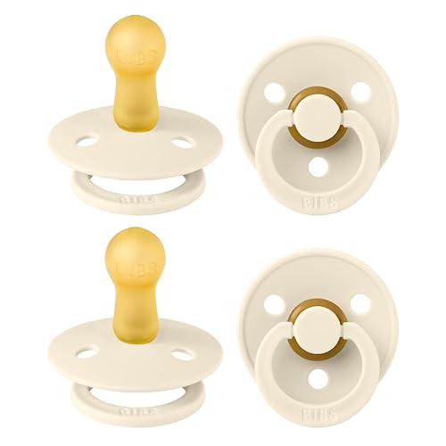 BIBS Pacifiers - Colour 4-Pack | BPA Free Baby Pacifier | Round Nipple Binkies | Natural Rubber Latex Soother | Made in Denmark | Size 6-18 Months | Ivory | Amazon (US)