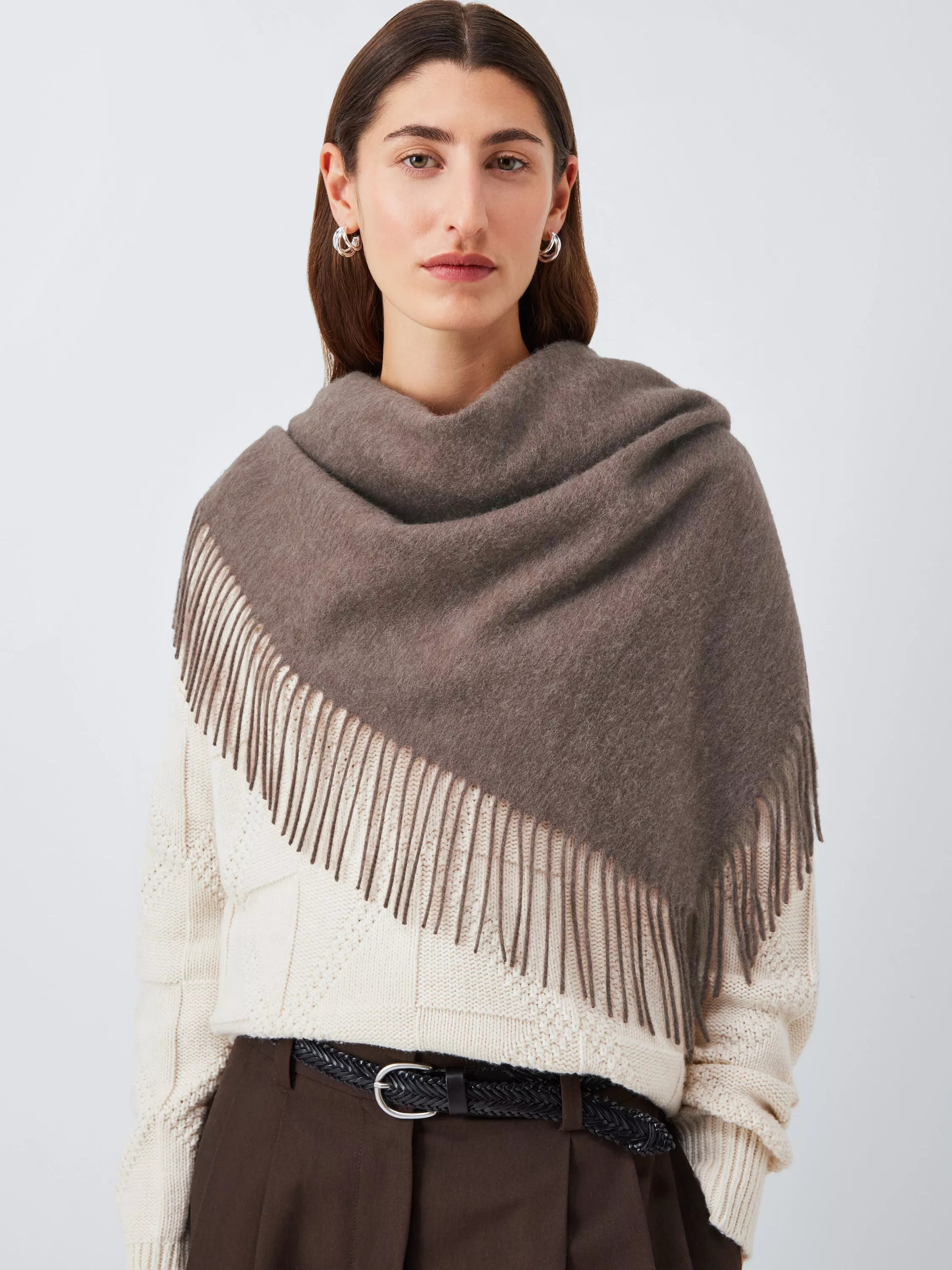 John Lewis Fringe Wool Triangle Scarf | John Lewis (UK)