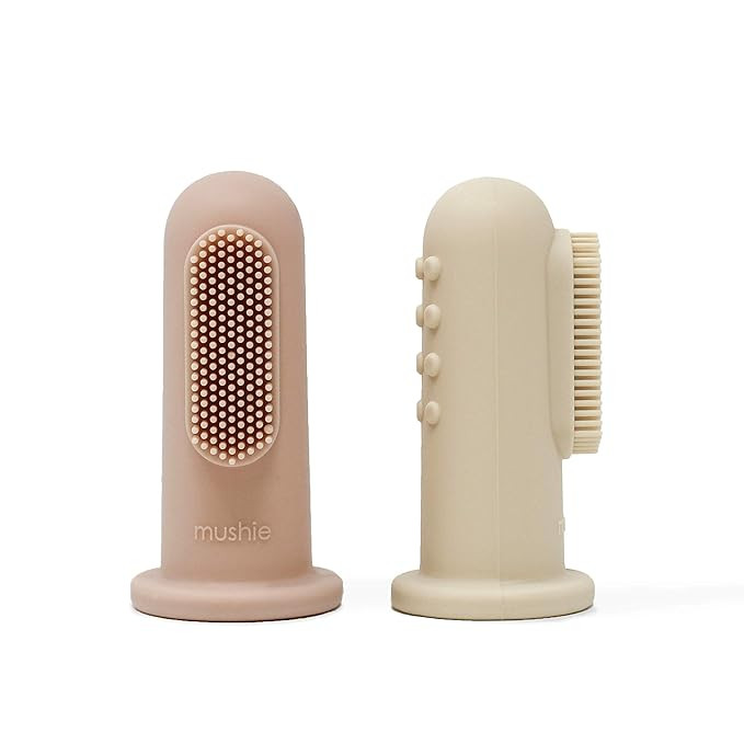 mushie Baby Finger Toothbrush (Blush/Shifting Sand) 2-Pack | Amazon (US)