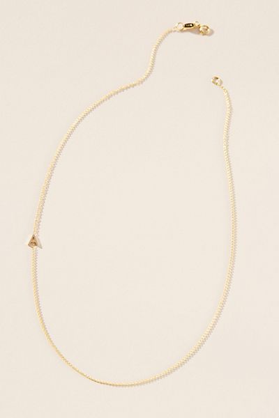 Maya Brenner 14K Gold Asymmetrical Monogram Necklace | Anthropologie (US)