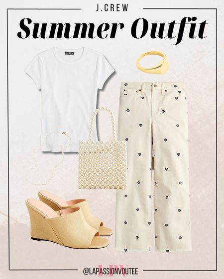 J.Crew // summer outfit // summer style // summer fashion // summer trend // outfit idea // outfit inspo // outfit inspiration // t-shirt // top // white top // pants // handbag // sandals

#JCrew #BestSellers #StyleInspo #OutfitIdea #SummerTrend

#LTKstyletip #LTKsalealert #LTKFind