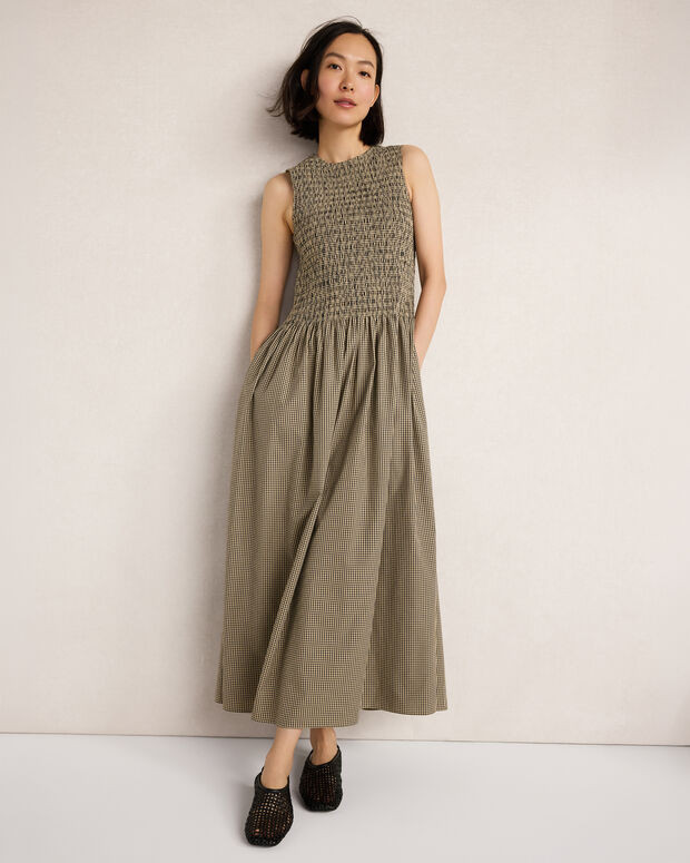 Organic Cotton Poplin Smocked Gingham Maxi Dress | Haven Well Within