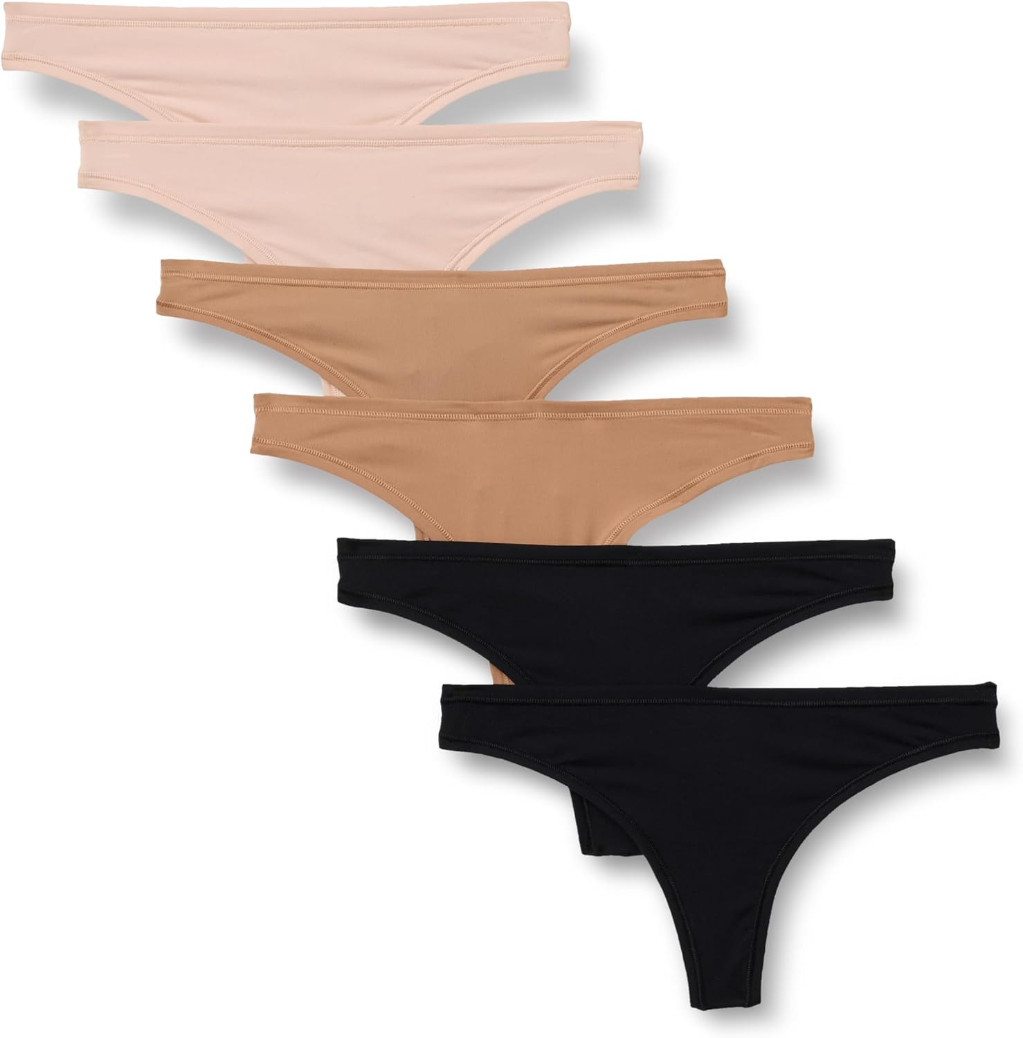 Amazon Essentials Women's No-Show Moisture-Wicking Thong, Ultra-Soft Microfiber, Pack of 6 | Amazon (US)