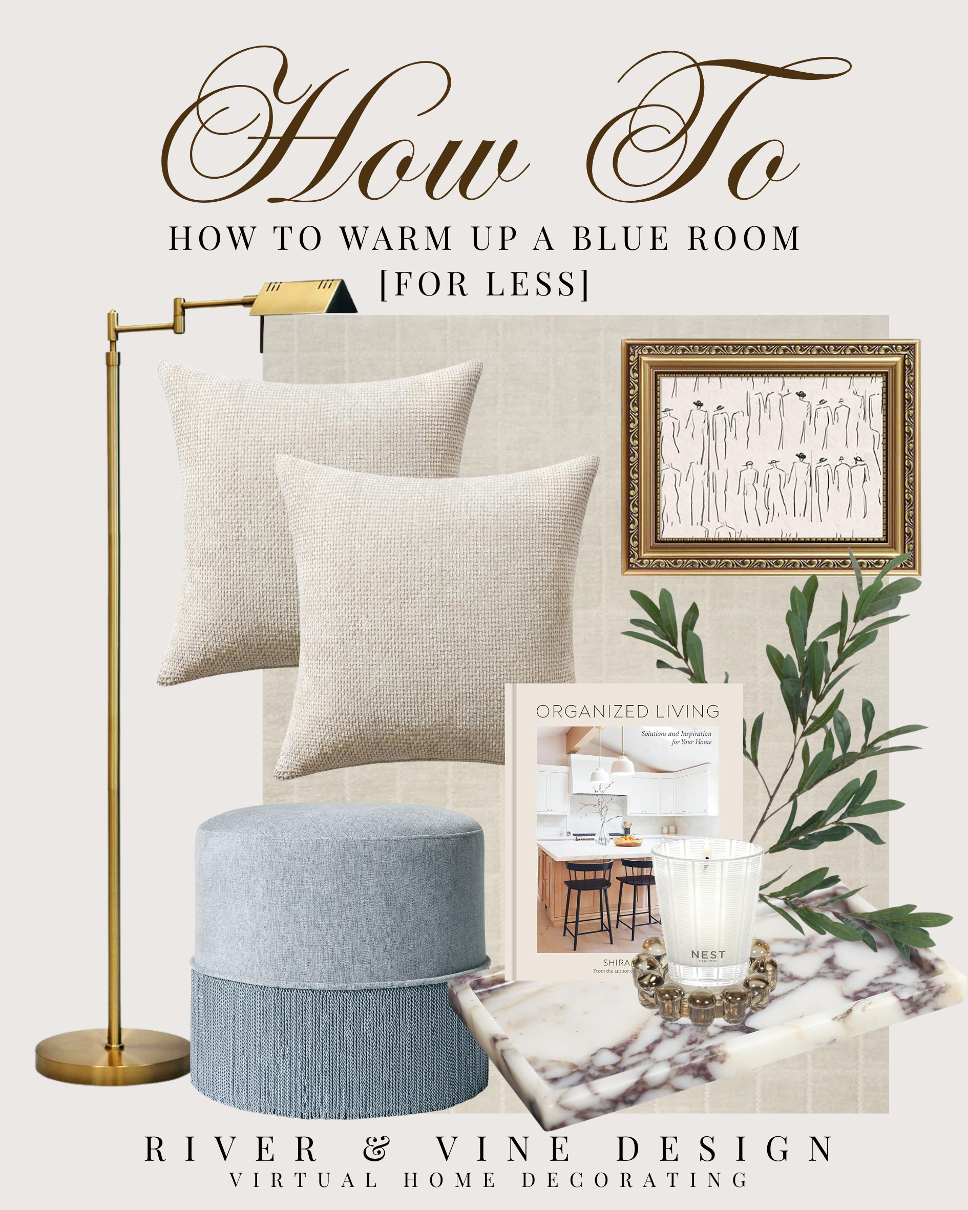 The easiest way to warm up a blue room: add soft cream texture, aged brass, natural greenery, marble, warm art, and a few pieces that feel collected. These accents keep blue from feeling too cool or flat and make the whole space feel softer, richer, and more livable.

A simple formula for getting that layered designer feeling for less.

I may receive a commission if you purchase through my links. 

 #LTKHome