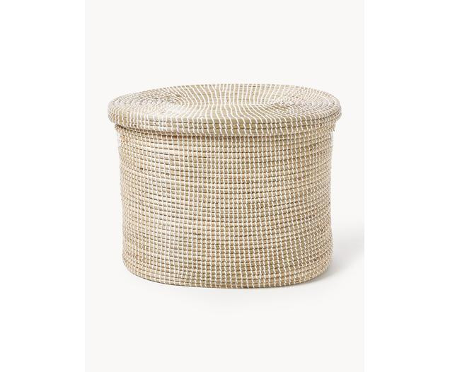 Doppel-Wäschekorb Aleya aus Seegrass mit Deckel | Westwing EU