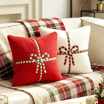 Cream White Faux Fur Pillow Covers 18x18 Inch Set of 2 | Amazon (US)