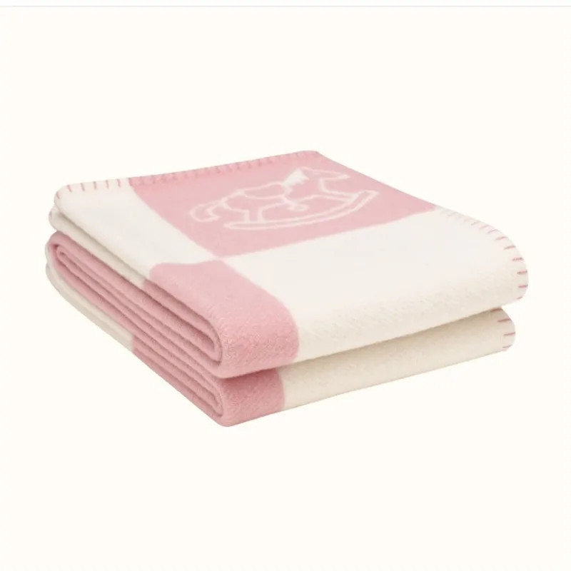 Home Textiles Blanket Designer Horse Wool Blankets Baby Pink Blue Pattern Decorative Knitting Let... | DHGate