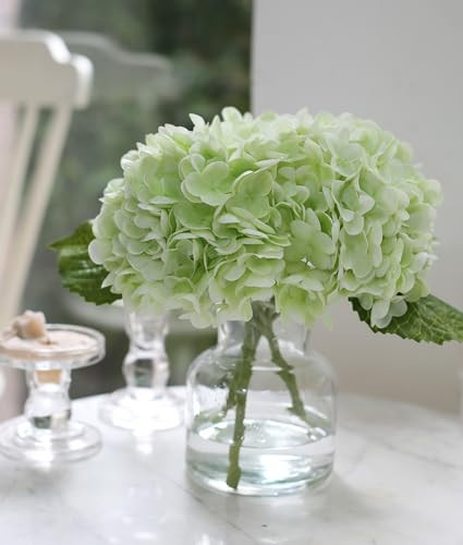 CHASMILE Real Touch Artificial Flowers Hydrangea in Vase for Home Decoration,Artificial Hydrangeas Centerpieces for Tables, Lifelike Fake Hydrangea in Vase for Bathroom, Office and Water Bar | Amazon (US)