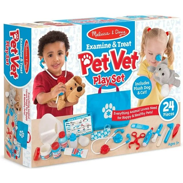 Melissa & Doug Examine and Treat Pet Vet Play Set (24 pcs) | Walmart (US)