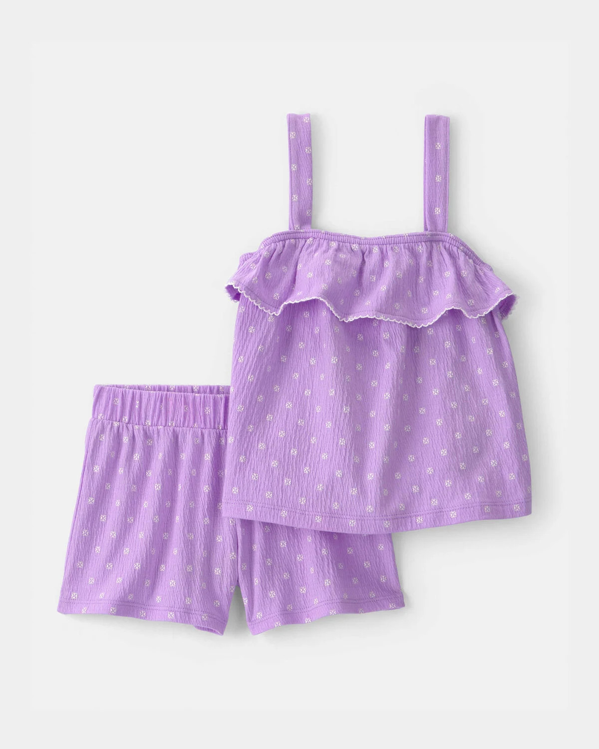Toddler Girl 2-Piece Ruffle Tank Top & Short Set - Purple | Carter's | Carter's Inc