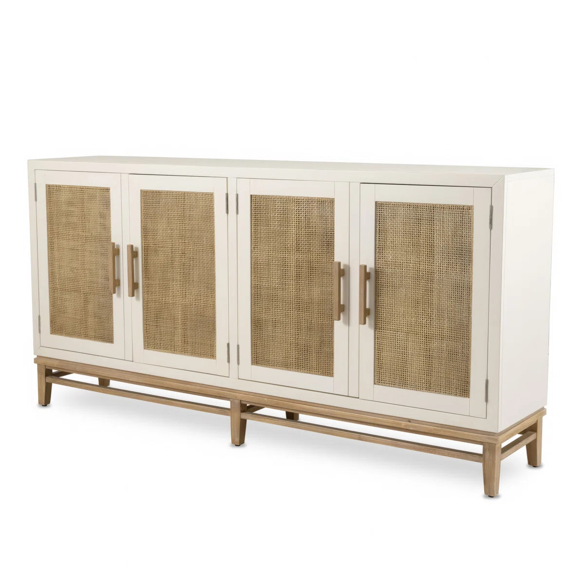 Venice - 4-Door Credenza - White, Natural Finish | Wayfair North America