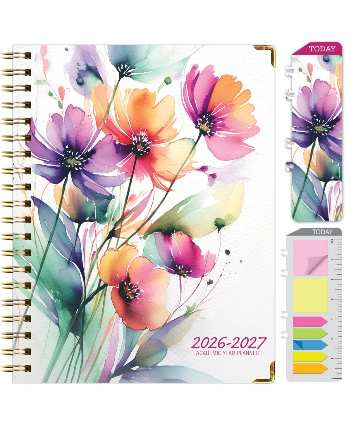Gnuadz Hardcover Academic Planner 2026-2027 14-Month Daily Weekly Monthly Agenda - Rainbow floral 8.5" x 11 | Macy's
