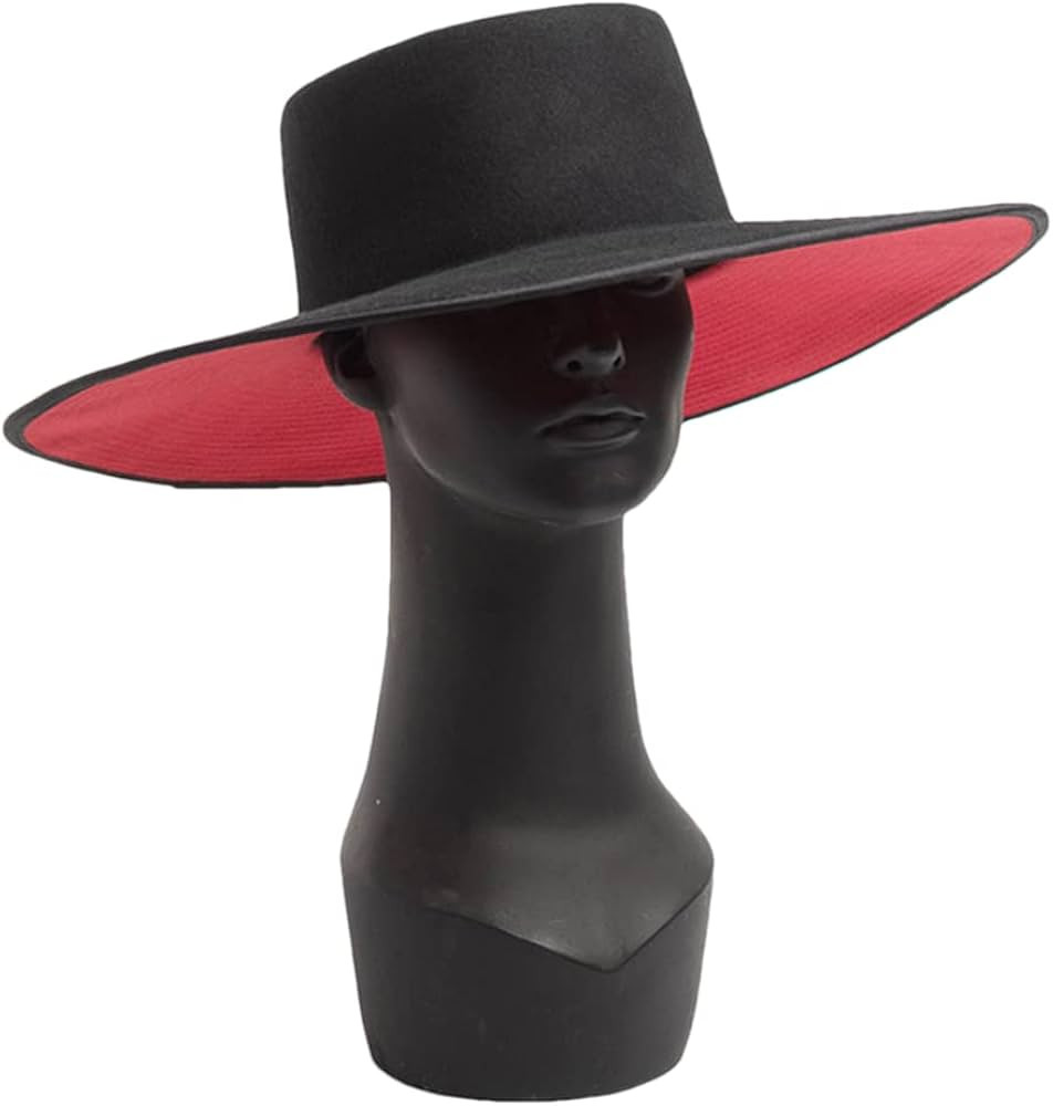 Women's Classic Wide Brim Two Tone Wool Fedora Thermal Hat | Amazon (US)