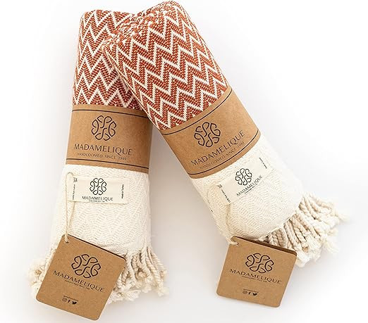 Madamelique Exclusive Hand Towels Set of 2 - 18 x 40 Inches - Decorative Bathroom Peshtemal Towel... | Amazon (US)