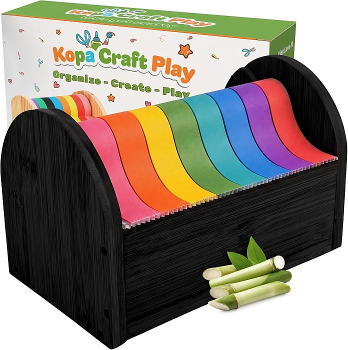 Kopa Craft Play Bamboo Kids Tape Dispenser & Washi Tape Organizer - Black | Amazon (US)