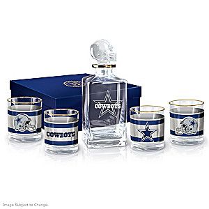 Dallas Cowboys Five-Piece Decanter And Glasses Set | Bradford Exchange