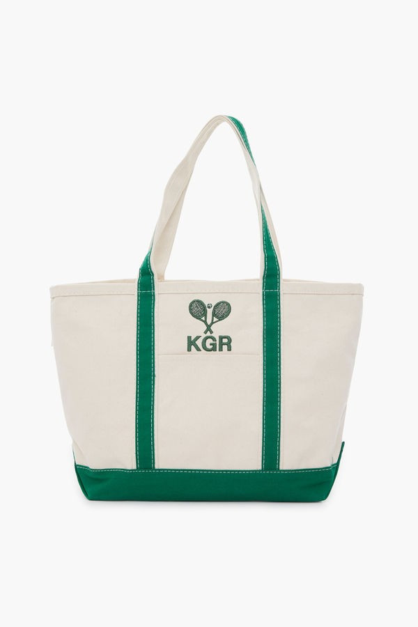 Green Embroidered Tennis Racket Boat Tote | Tuckernuck (US)