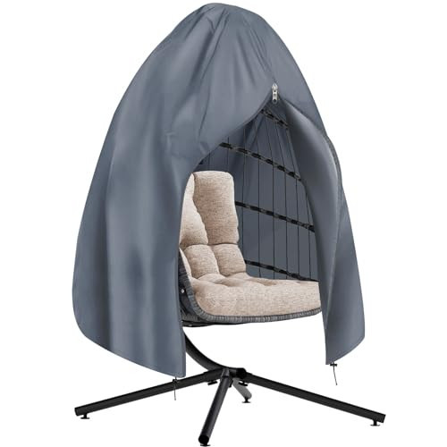 【Upgraded】RICHIE 75”x45” Patio Egg Chair Covers Waterproof & UV Resistant, Heavy-Duty Zippered Cover for Outdoor Egg Swing Chairs, Hanging Chairs, All-Weather Protection for Garden, Balcony - Grey | Amazon (US)