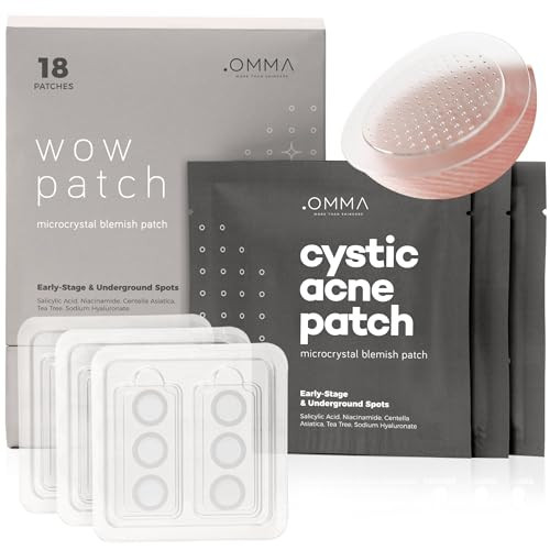 OMMA Korean Microdart Acne Patch, Cystic Acne Treatment, Micropoint Pimple Patches for Face for Early-Stage Painful Zits, Salicylic Acid & Tea Tree - 14 mm Zit Stickers (18 Count) | Amazon (US)