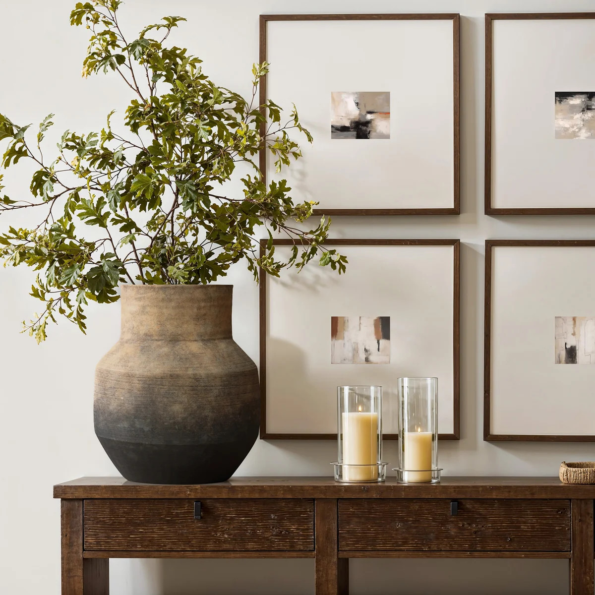 Rockport Rustic Brown Gradient Terracotta Vase, Wide-Body Design for Entryways & Tabletops | Wayfair North America