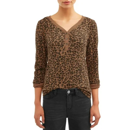 Time and Tru Women's Thermal Henley T-Shirt | Walmart (US)