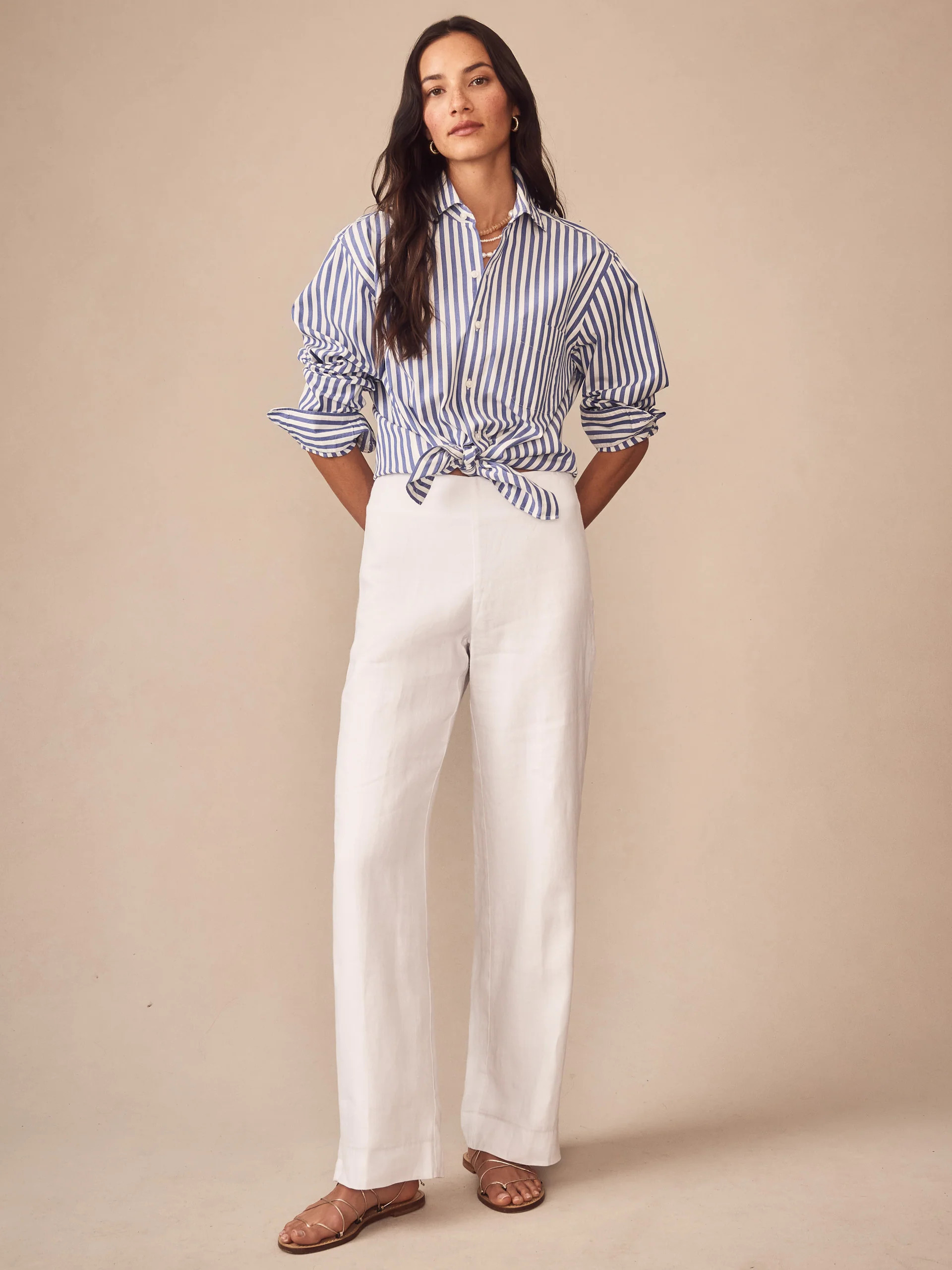 White Solid Carter Linen Pants | Women's Pants | J.McLaughlin | J.McLaughlin