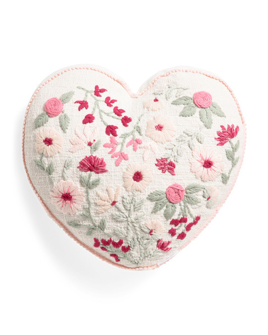 16in Floral Heart Shaped Pillow | TJ Maxx