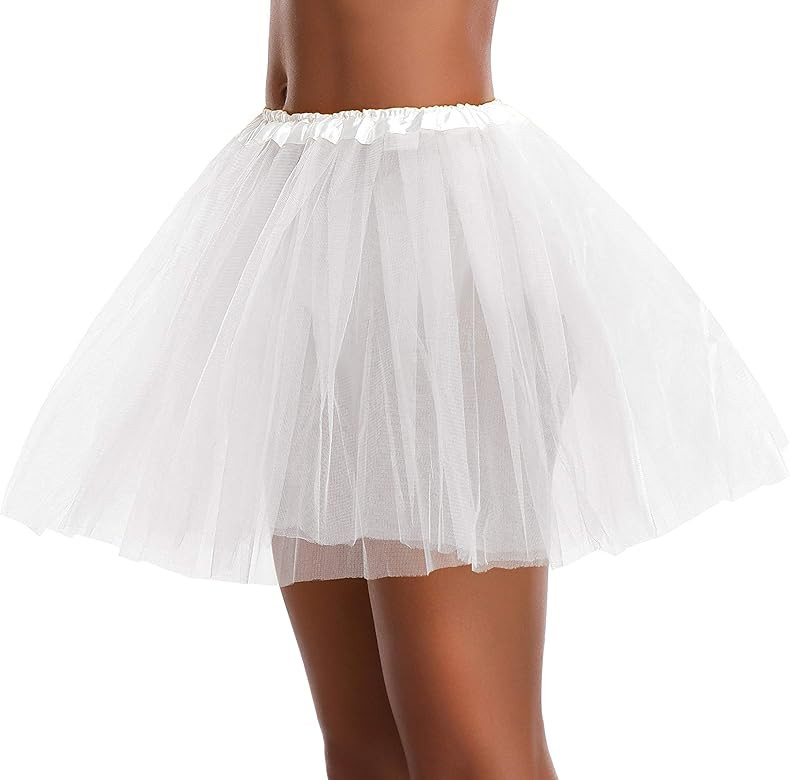 Women's, Teen, Adult Classic Elastic 3, 4, 5 Layered Tulle Tutu Skirt | Amazon (US)