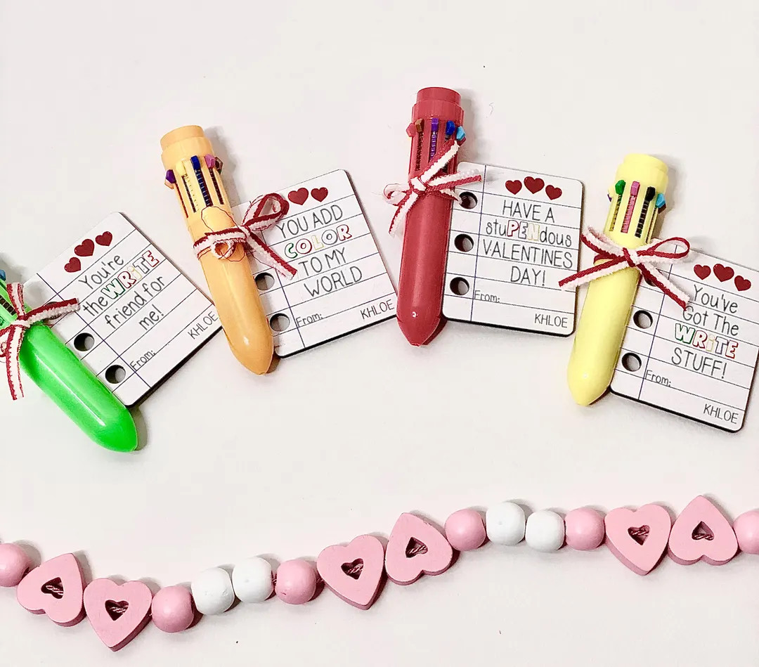 Personalized Kids Valentines Day Cards: School Notebook and Pen Card | Etsy (US)