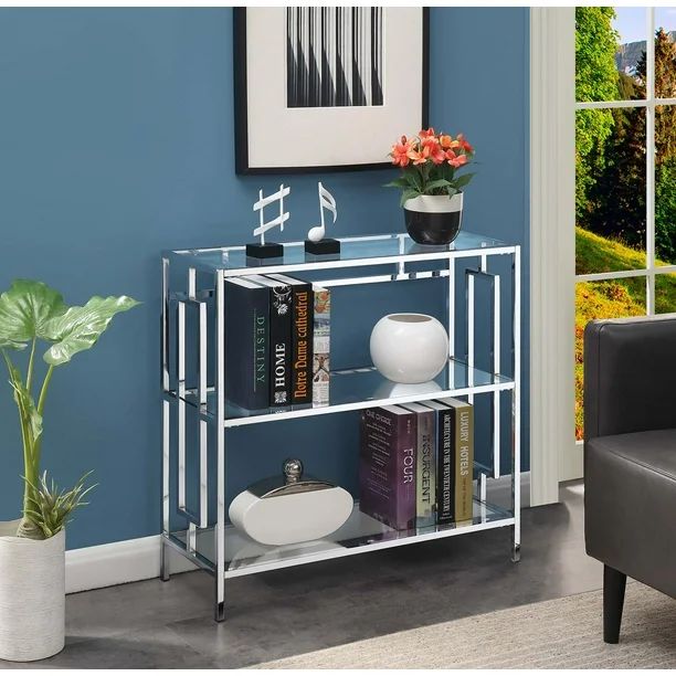 Convenience Concepts Town Square Chrome 3 Tier Bookcase | Walmart (US)