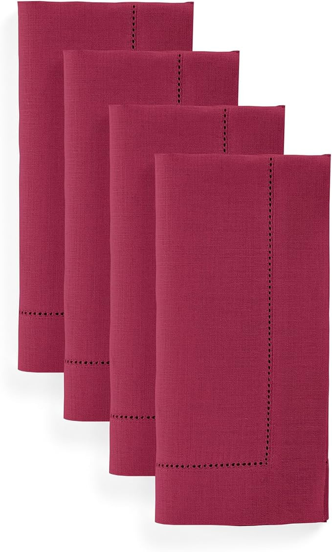Solino Home Linen Cloth Napkins Set of 4-100% Pure Linen Beet Dinner Napkins 20 x 20 Inch for Val... | Amazon (US)