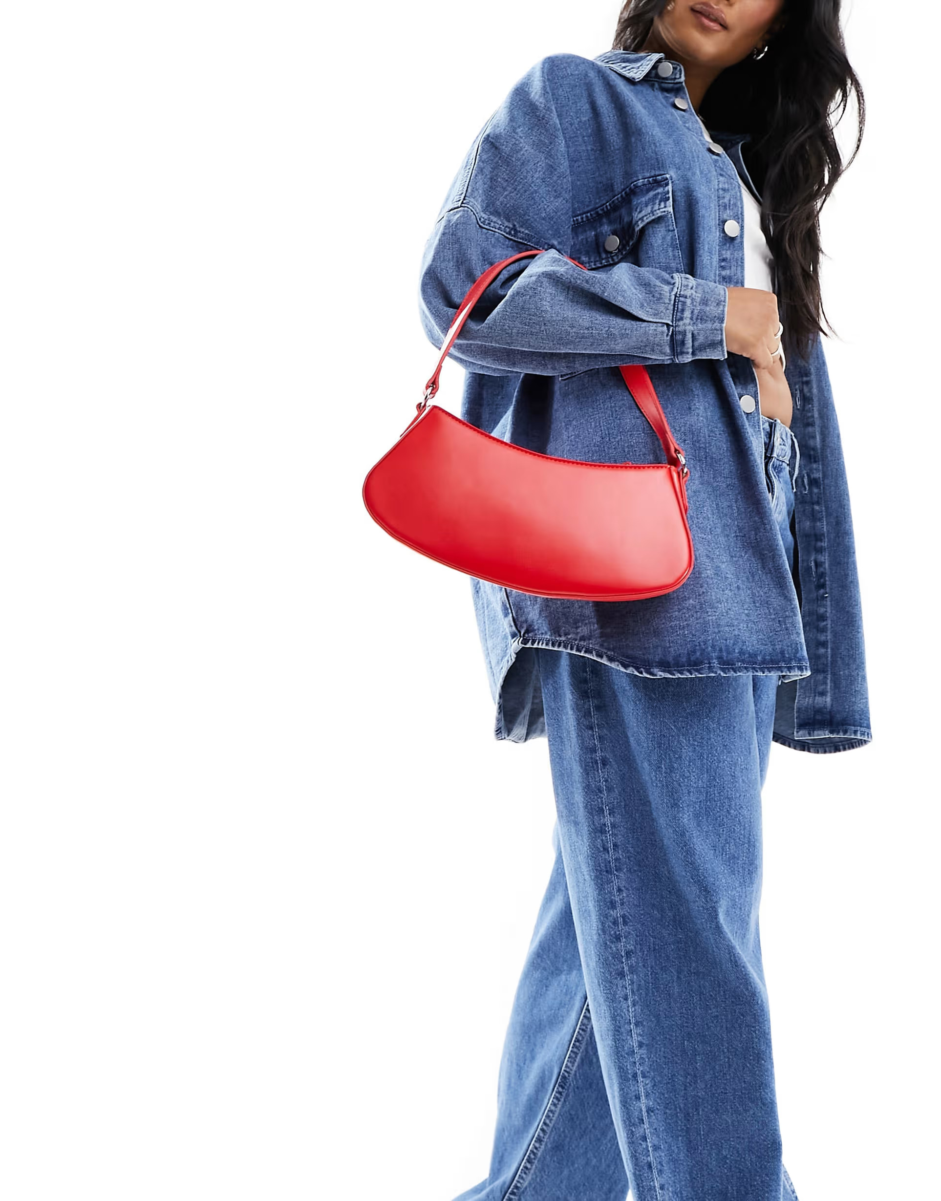 ASOS DESIGN curved base shoulder bag in red | ASOS | ASOS (Global)