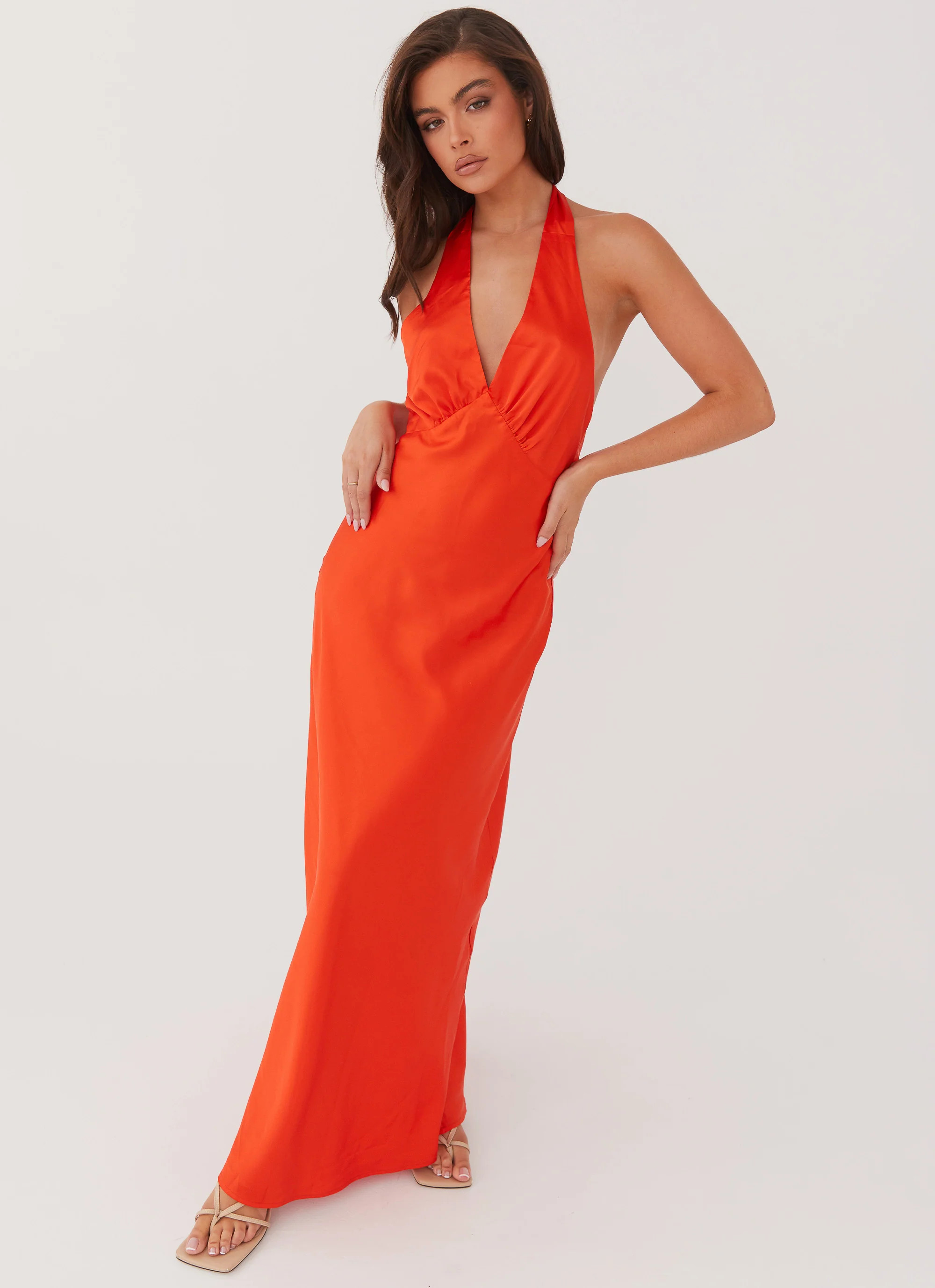 Peppermayo Exclusive -  Heavy Hearted Satin Maxi Dress - Sunset | Peppermayo (Global)