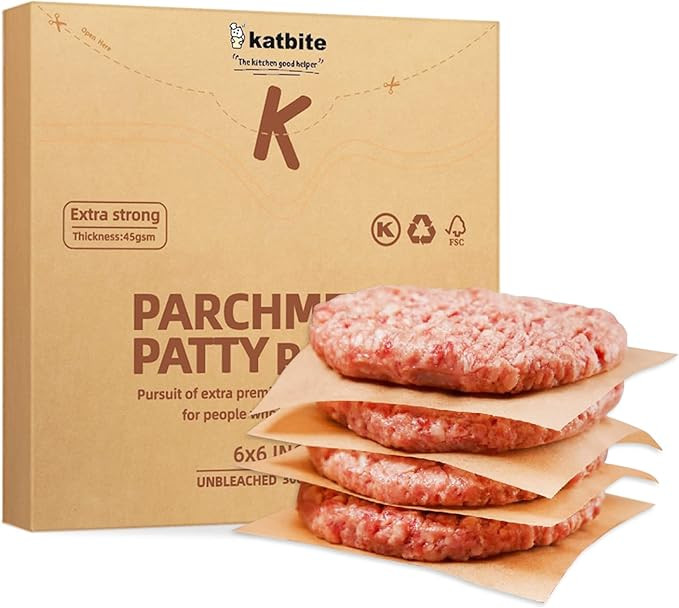 Katbite 300Pcs 6x6 Inches Patty Paper, Burger Patty Paper, Unbleached Parchment Sheets, Heavy Dut... | Amazon (US)