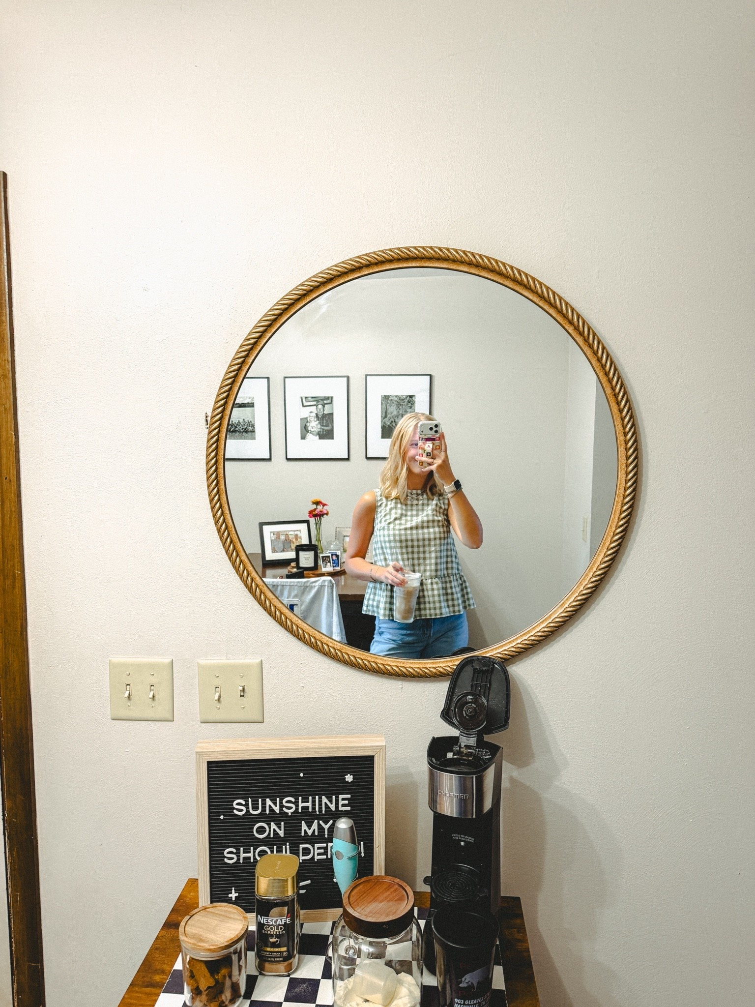 Thursday VIBESSS—08.27.26 🌤️💚🤍

Green/white gingham tank top from Amazon: size small
Old Navy jeans: size 4 Tall
Brown @Target sandals: size 8.5
glass 🧊coffee cup is from Amazon (comes in a two-pack and is SO CUTE)

outfit of the day, trending outfits, Old Navy finds, Old Navy style, Old Navy bottoms, Old Navy fashion, Old Navy denim, Shein tops, tank tops, summer tops, cute tops, Target shoes, Target style, brown sandals, summer shoes, Amazon glassware, to-go coffee cups