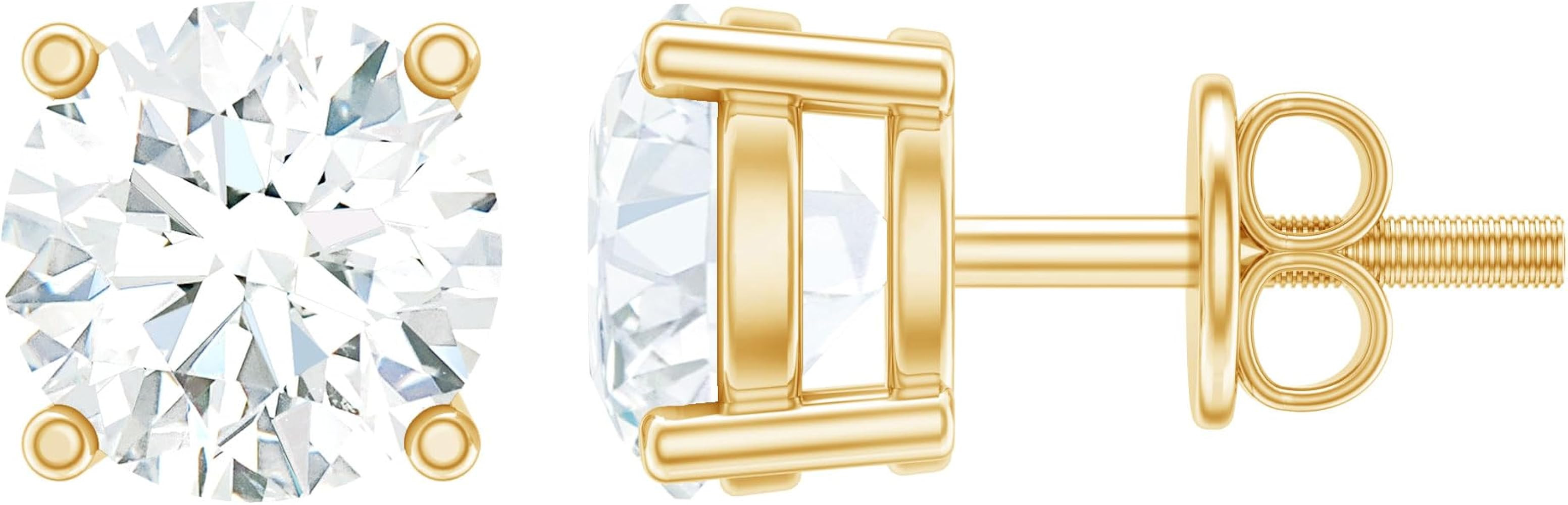 Certified 2 Ct Lab Grown Diamond Solitaire Earrings, Ef-Vs Quality, Diamond Stud Earrings with Sc... | Amazon (US)