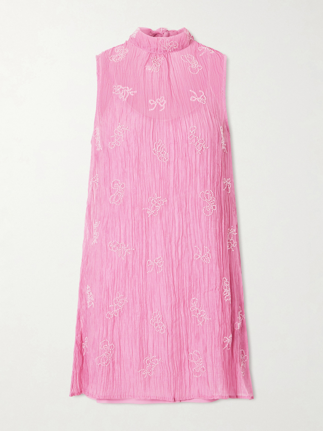 STAUD - Albee Bead-embellished Crinkled Modal-blend Organza Mini Dress - Pink | NET-A-PORTER (US)