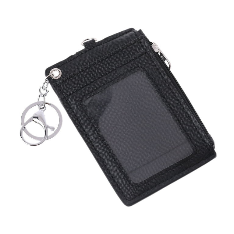 Portable Leather Business ID Card Credit Badge Holder Coin Purse Wallet Keychain | Walmart (US)