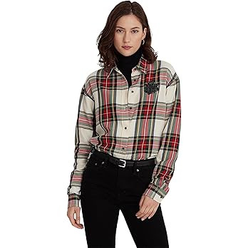 Lauren Ralph Lauren Mens Bullion Checked Plaid Twill Shirt | Amazon (US)