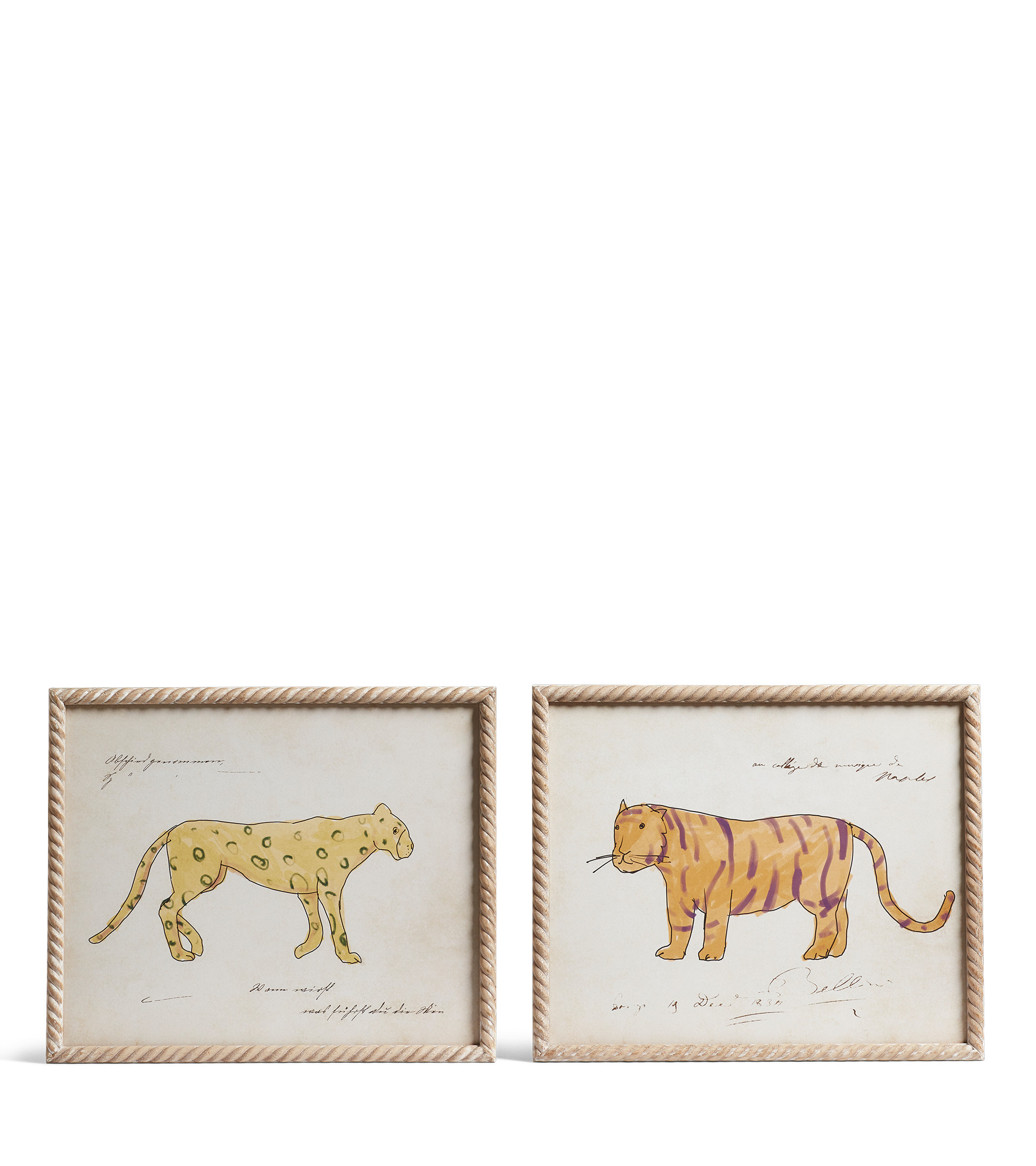 Set of Two Framed Sasan Animal Prints - Multi | OKA US