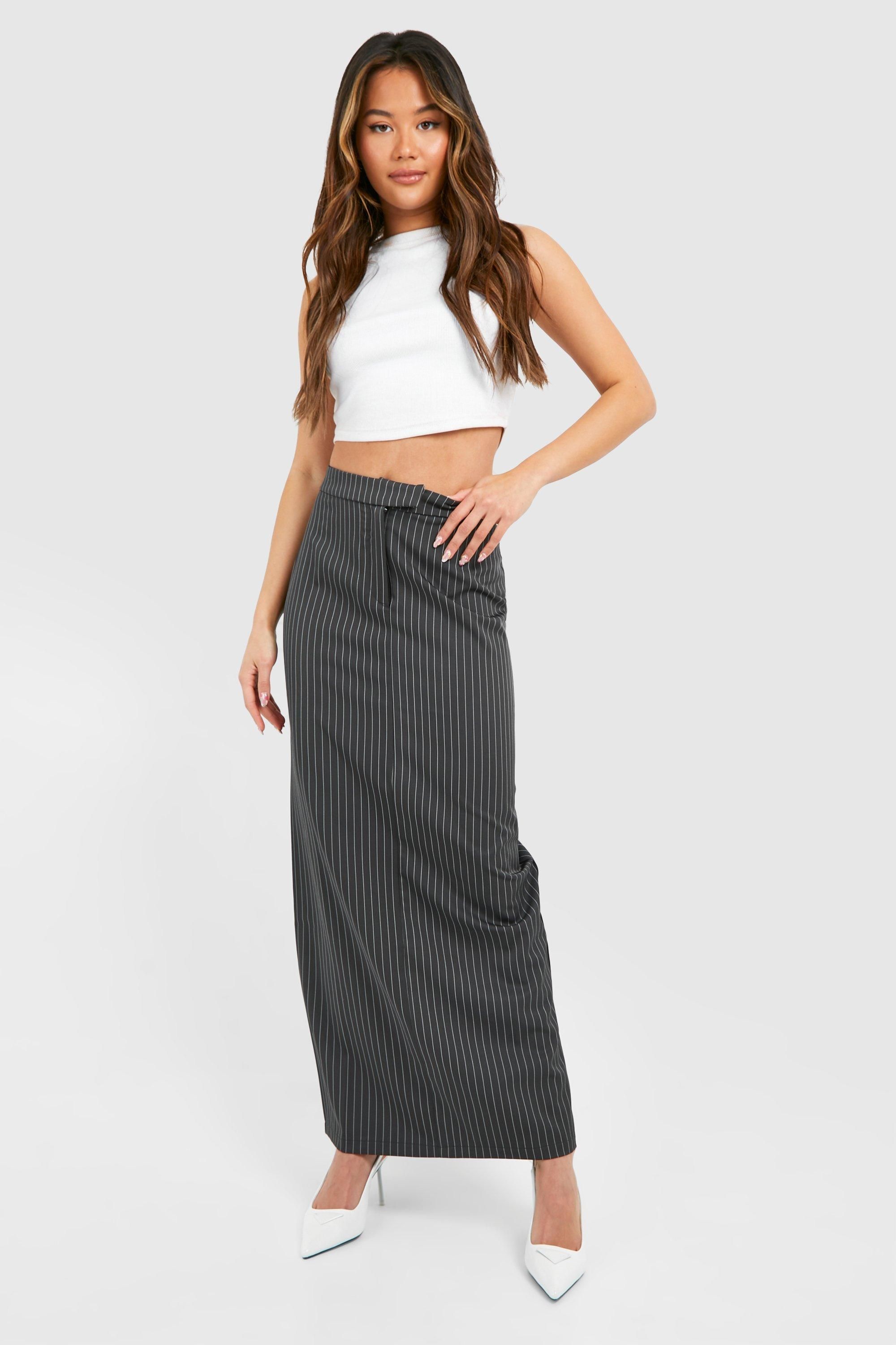Pinstripe Tailored Maxi Skirt | Boohoo.com (UK & IE)